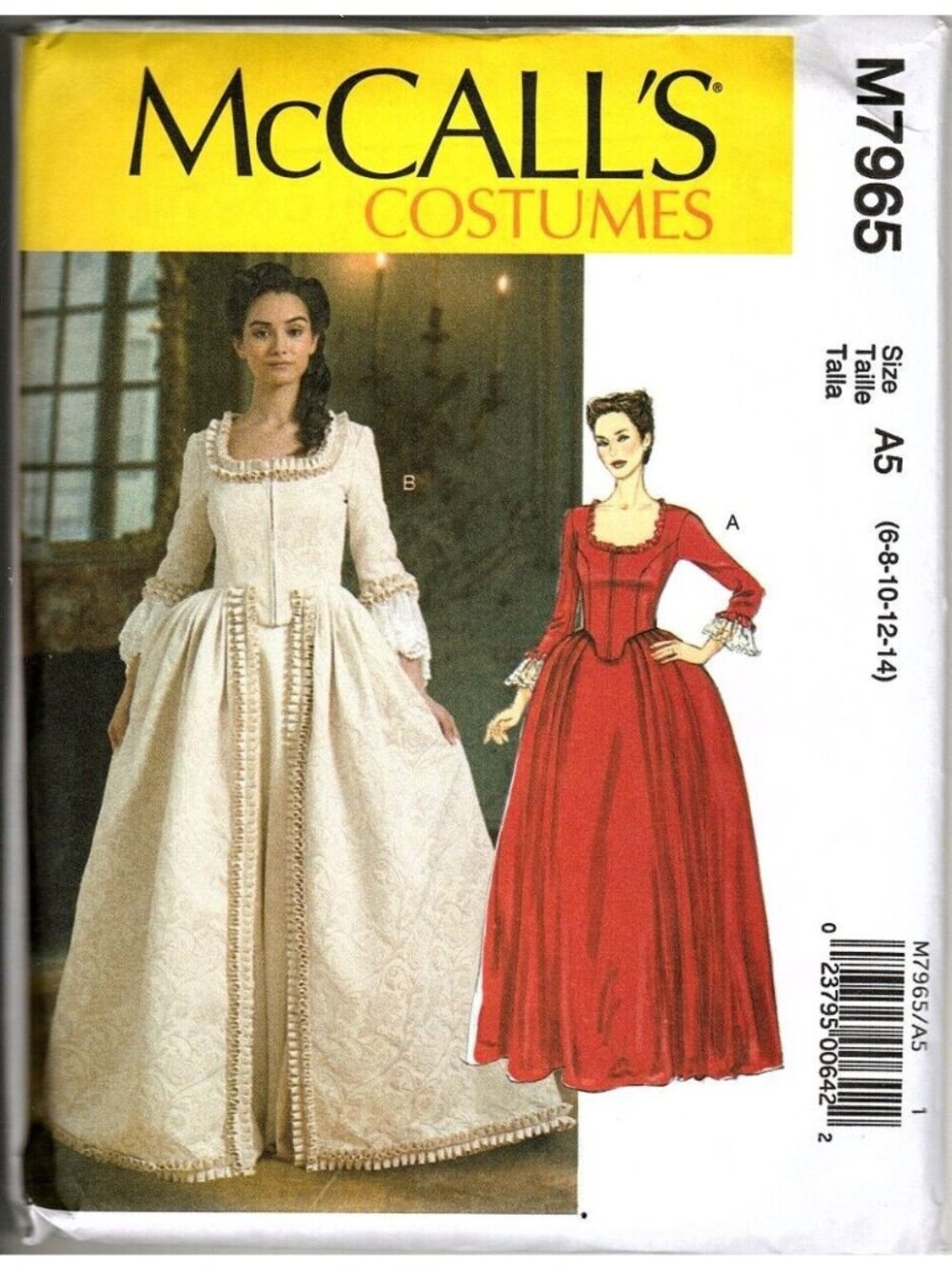 McCalls M7965 Misses 6 to 14 Historical Costume Renaissance Dress Sewing Pattern